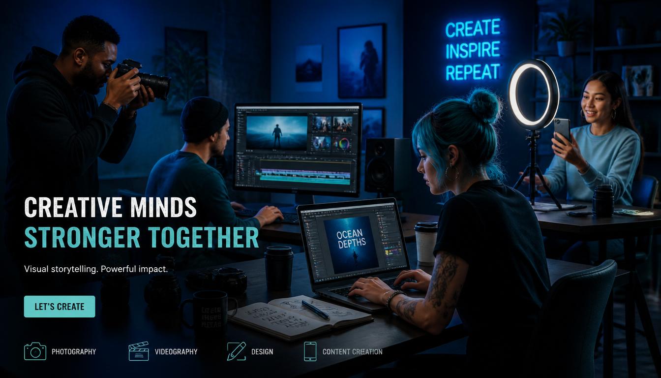 Creadores de multimedia trabajando en un estudio